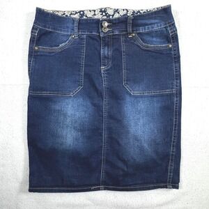 JW Blue Denim Pencil Skirt Dark Wash M Indie Y2K 90s Vintage Style Minimalist